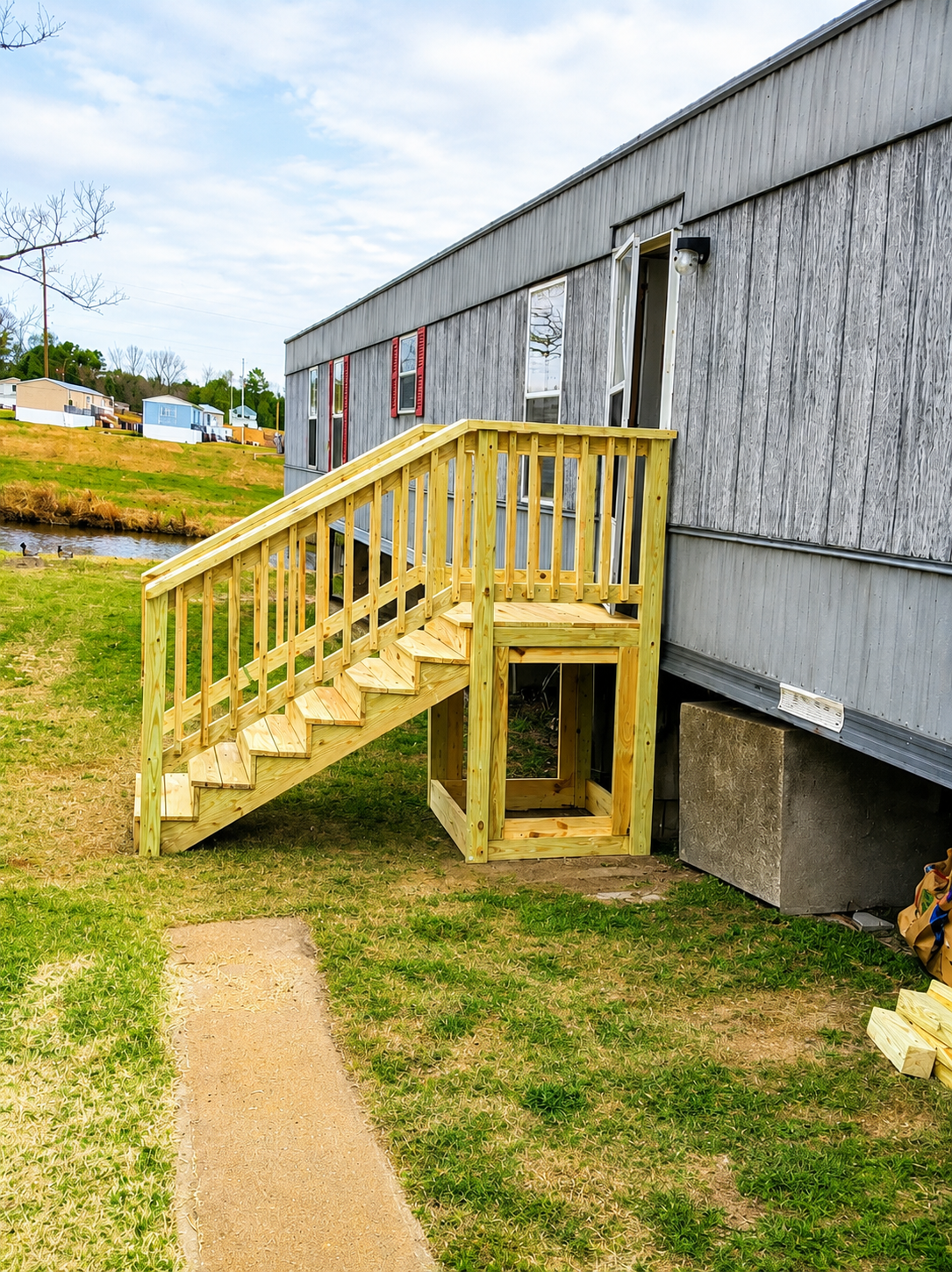 DIY Wooden Stairs & Step Platform for My Sister’s Manufactured Home